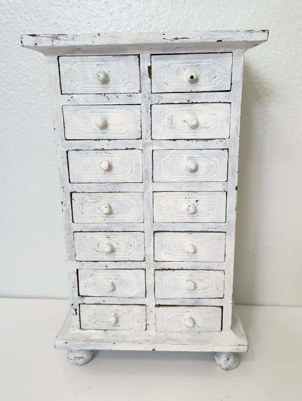 Pottery Barn White Distressed Multi-Drawer Jewelry Wooden Chest